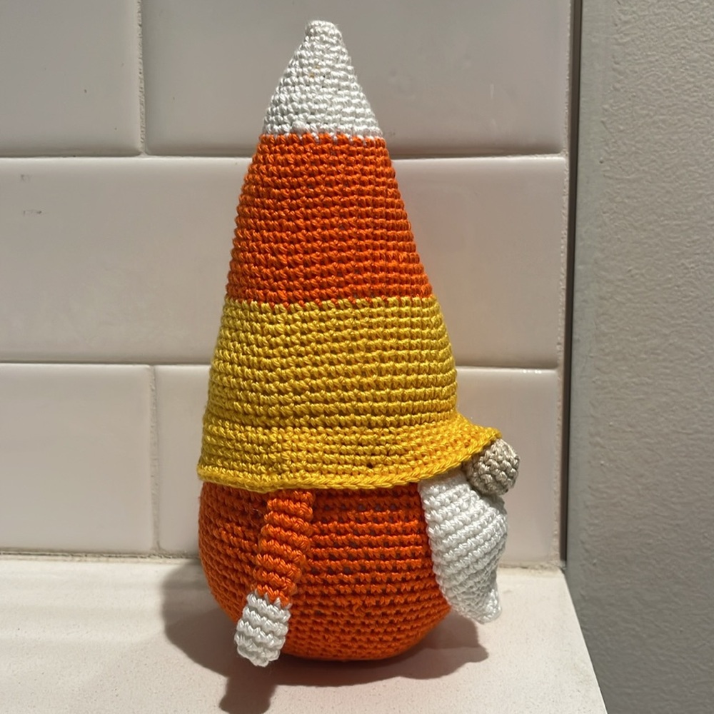 Handcrafted Candy Corn Gnome Holiday Halloween Fall Decor Amigurui Crochet - Picture 6 of 10